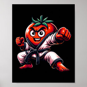 Poster Funny Karate Tomato Design Pour Les Amateurs D'Art
