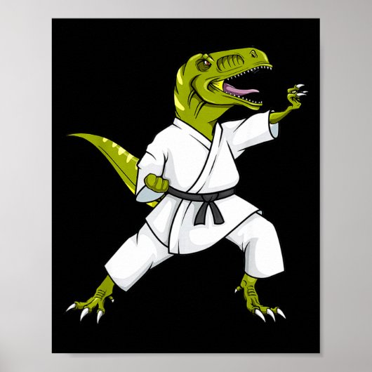 Poster Funny Karatesaurus T-rex Dinosaur Karate Samurai D (Devant)