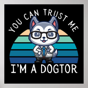Poster Funny Kawaii Husky Dog Doctor