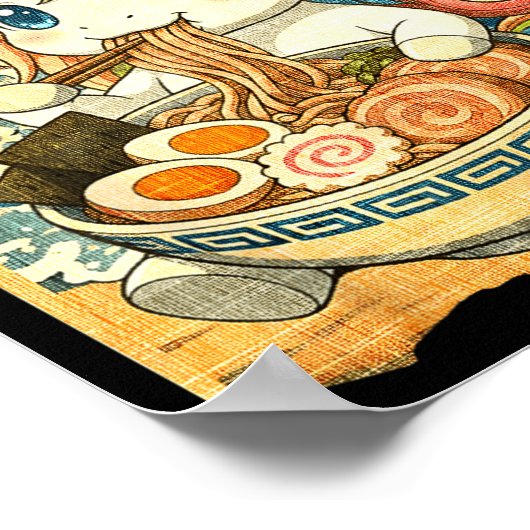 Poster Funny Kawaii Unicorn Ramen Noodle Bowl Japanese Wa (Coin)