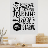 Poster funny kitchen menu word art (Cuisine)