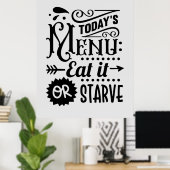 Poster funny kitchen menu word art (Bureau à domicile)