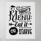 Poster funny kitchen menu word art (Devant)