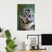 Poster Funny Koala Bathroom Print, Reading Newspaper (Bureau à domicile)
