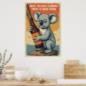 Poster Funny Koala Beer Art - Les arbres d'Escalades est  (Cuisine)
