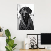 Poster Funny Labrador Bathrobe Print, Bathroom Dog Art (Bureau à domicile)