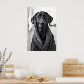 Poster Funny Labrador Bathrobe Print, Bathroom Dog Art (Cuisine)