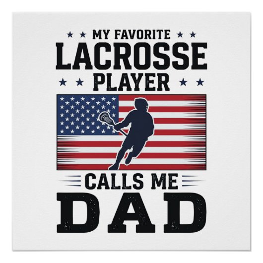 Poster Funny Lacrosse Dad American Flag Vintage Shirt Des (Devant)