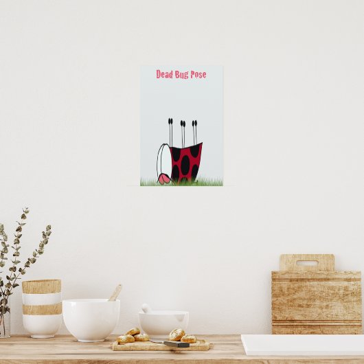 Poster Funny Ladybug Dead Bug Yoga Pose (Cuisine)