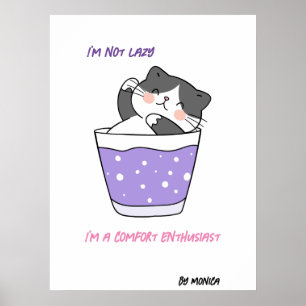 Poster Funny Lazy Chat Sarcastique Humour mème Texte pers