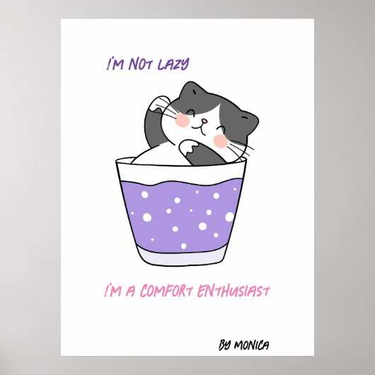 Poster Funny Lazy Chat Sarcastique Humour mème Texte pers (Devant)