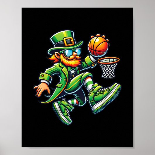 Poster Funny Leprechaun Dunking Sketll Boys Kid St Patric (Devant)