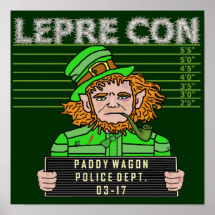 Poster Funny Leprechaun Leprecon Mugshot