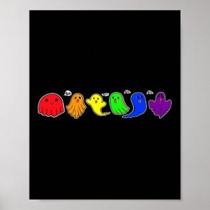 Poster Funny Lgbtq Boo Ghost Éffrayant Halloween Rainbow