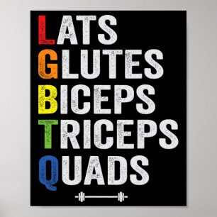 Poster Funny Lgbtq Lats Glutes Biceps Triceps Quads Peser