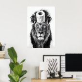 Poster Funny Lion Bathroom Art Print, Toilet Paper Roll (Bureau à domicile)