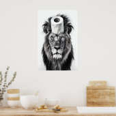 Poster Funny Lion Bathroom Art Print, Toilet Paper Roll (Cuisine)