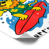 Poster Funny Lion Surfing Summer Vacation Surf Day Boys G (Coin)