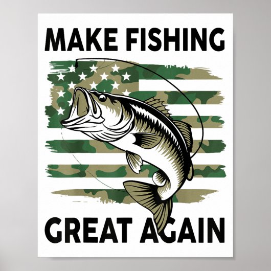 Poster Funny Make Fishing Great Again Camo B Fish America (Devant)