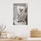 Poster Funny Maltese Dog Bathroom Print, Newspaper Art (Cuisine)