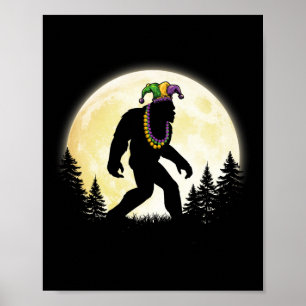 Poster Funny Mardi Gras Bigfoot Enfants Hommes Sasquatch 