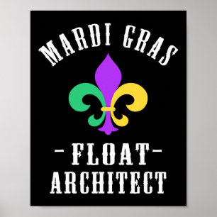 Poster Funny Mardi Gras Float Architecte Fleur De Lis