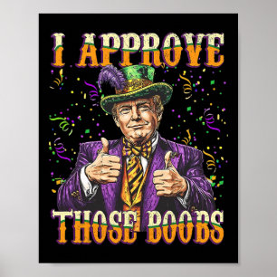 Poster Funny Mardi Gras Usa J'Approuve Ces seins