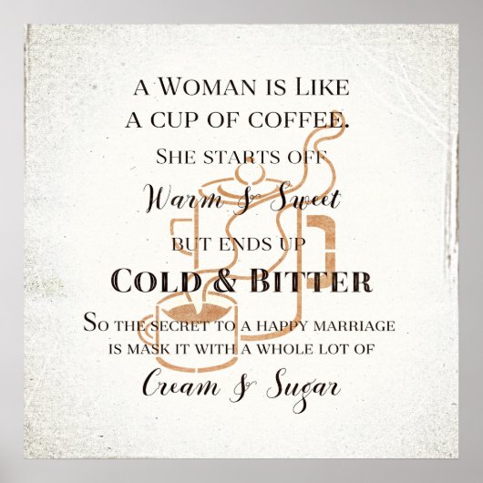 Poster Funny Marriage Like Coffee Retro Grunge Typography (Devant)