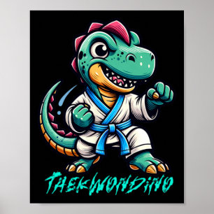 Poster Funny Martial Arts Karate Taekwondo Dino Animal Cu