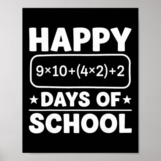 Poster Funny Math Equation Happy 100 Days Of School Stude (Devant)
