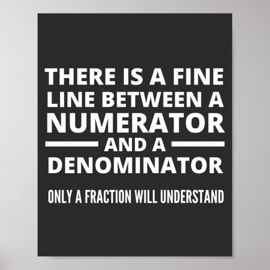 Poster Funny Math FINE LIGNE NUMÉRATEUR DENOMINATEUR (Devant)