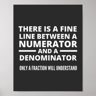 Poster Funny Math FINE LIGNE NUMÉRATEUR DENOMINATEUR