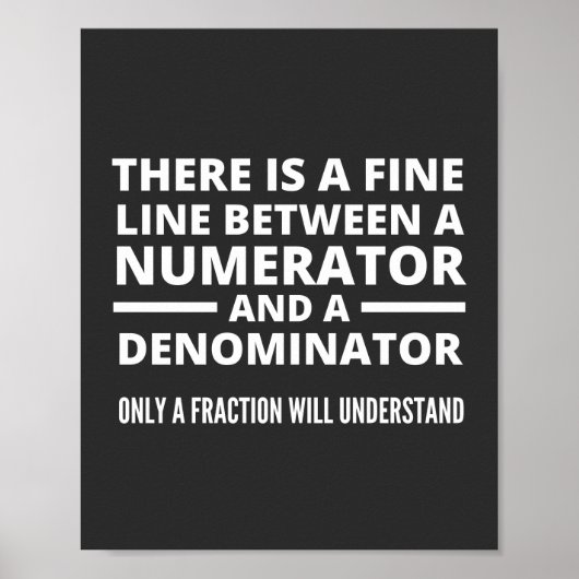 Poster Funny Math FINE LIGNE NUMÉRATEUR DENOMINATEUR (Devant)