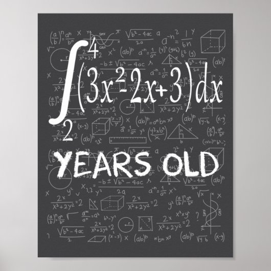 Poster Funny Math Geek 50 Years Old 50th Birthday Integra (Devant)