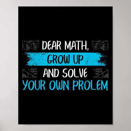 Poster Funny Math Quote Back To School Girls Boys Teens (Devant)