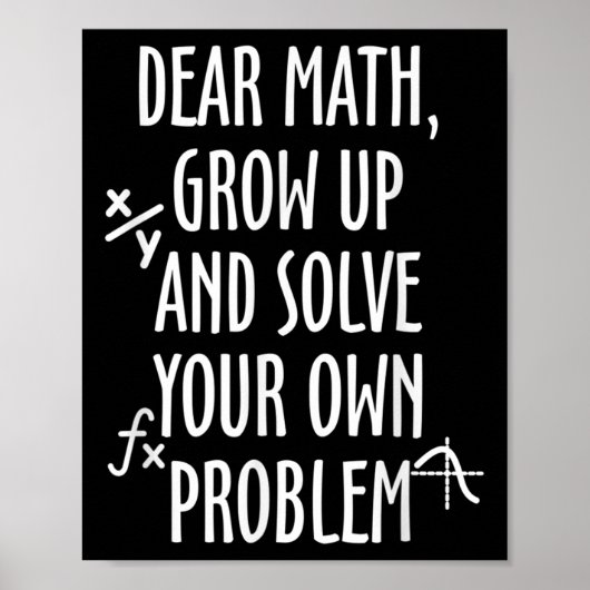 Poster Funny Math Quote For Girls Boys Teens Men Women De (Devant)