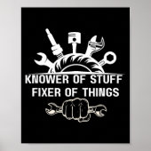 Poster Funny Mechanic Quote Knower Of Stuff Fixer Of Thin (Devant)