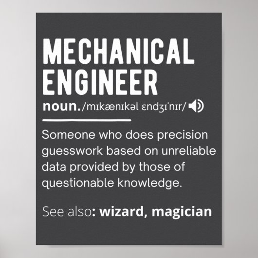Poster Funny Mechanical Engineer Definition Engineering (Devant)