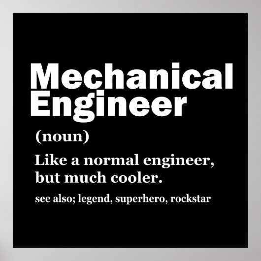 Poster Funny Mechanical Engineer Definition Engineering (Devant)