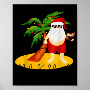 Poster Funny Mele Kalikimaka Aloha Christmas Hawaiian San