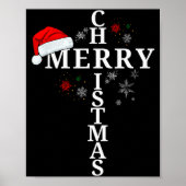 Poster Funny Merry Christmas Xmas Cross Christian Snow (Devant)