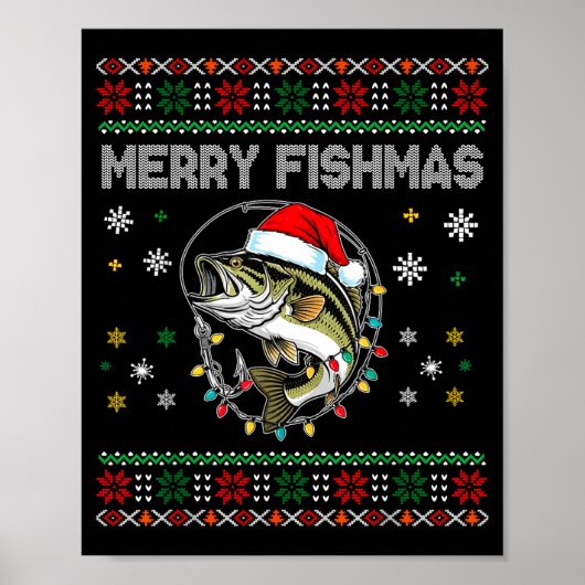 Poster Funny Merry Fishmas B Fishing Christmas Ugly Sweat (Devant)