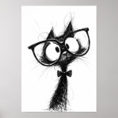 Poster Funny Minimalist Whimsical Nerd Cat with Glasses (Devant)