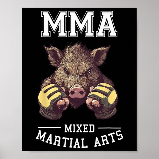 Poster Funny Mixed martial art Boar - Thai Boxing Cage Co (Devant)