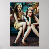 Poster Funny Mona Lisa avec son équipe de filles (Devant)