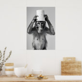 Poster Funny Monkey Bathroom Print, Toilet Paper Hat (Cuisine)