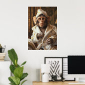 Poster Funny Monkey in Bathrobe Print, Bathroom Humor (Bureau à domicile)