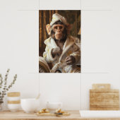 Poster Funny Monkey in Bathrobe Print, Bathroom Humor (Cuisine)