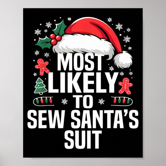 Poster Funny Most Likely To Christmas Family Pajama Match (Devant)