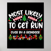 Poster Funny Most Likely To Get Run Over By A Reindeer (Devant)